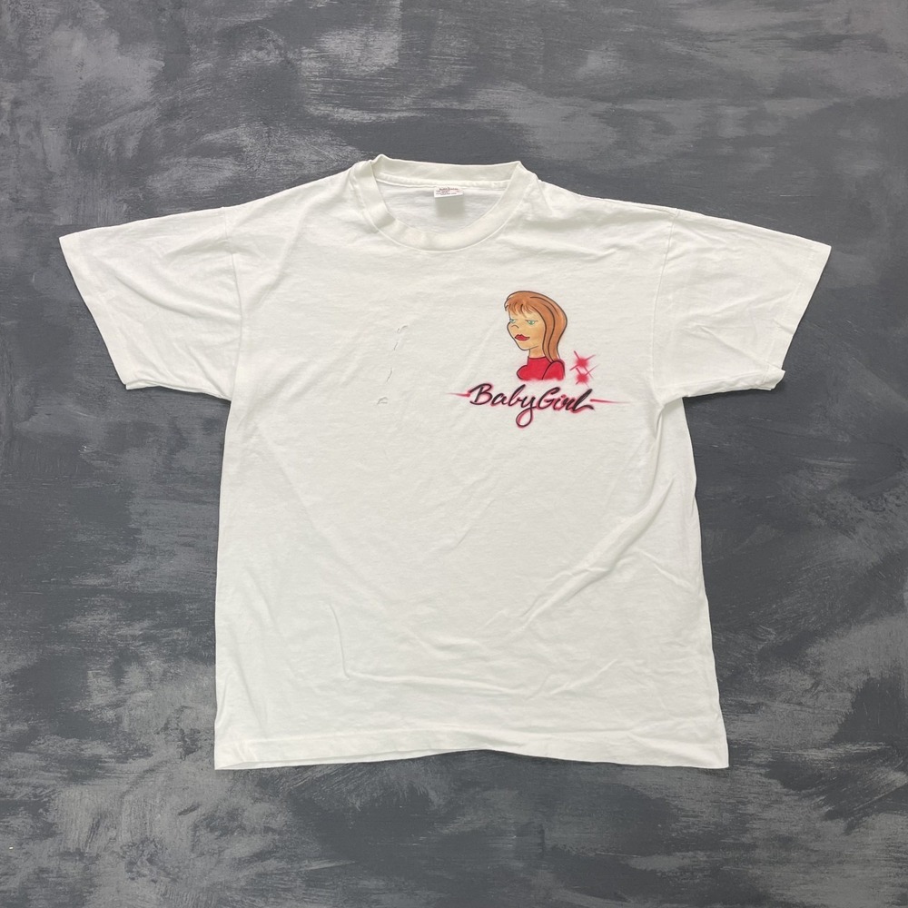 vintage BABY GIRL shirt mens large White 1990s single stitch
